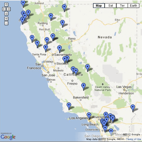 mapa de casinos de california