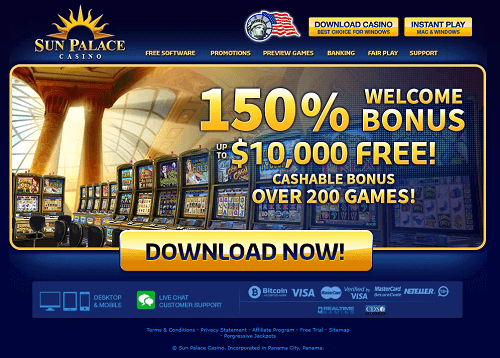 Sun Palace Casino Homepage